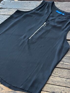 Apt. 9 Black Sleeveless Zip-Front Camisole Tank Womens Size Large
